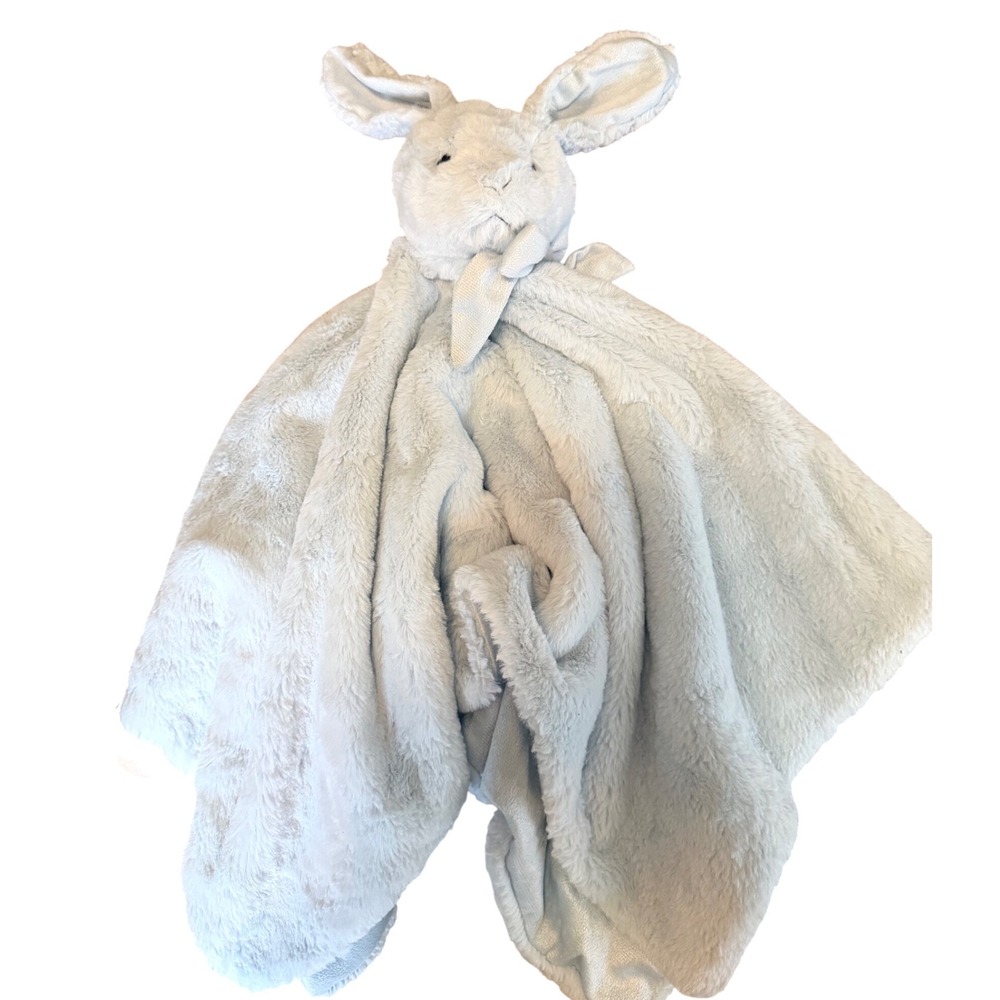 Mon Lapin Blue Bunny Security Blanket Faux Fur Plush Baby Lovey 30x30 Northpoint